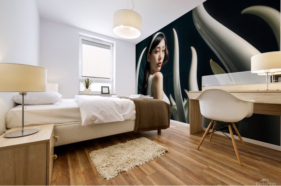 Ai portrait of a young woman in a futuristic world Mural print