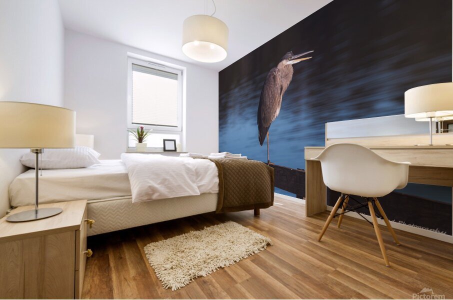 Great Blue Heron - Evening Watch Mural print