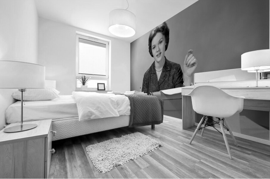 1960s SECRETARY SEATED BEHIND TYPEWRITER WITH PAD 195037 Mural print