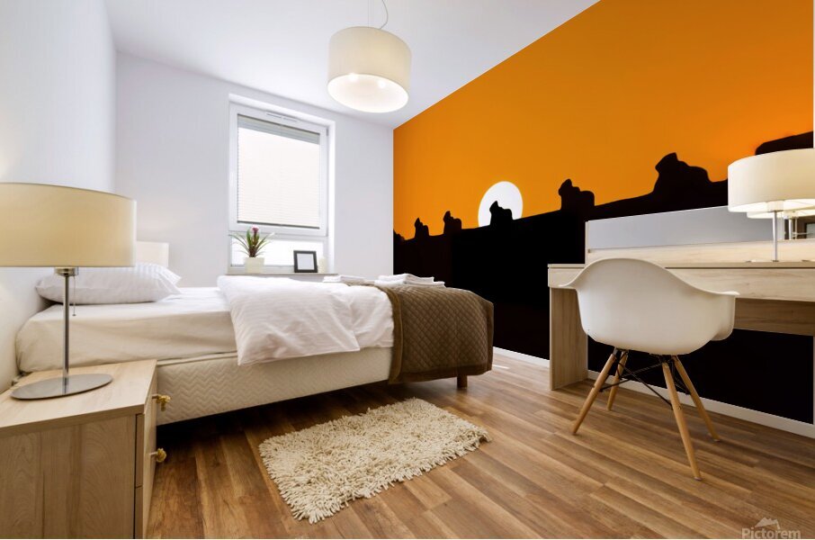 Setting Sun Meets Nandi | Silhouette | Temples of INDIA Mural print