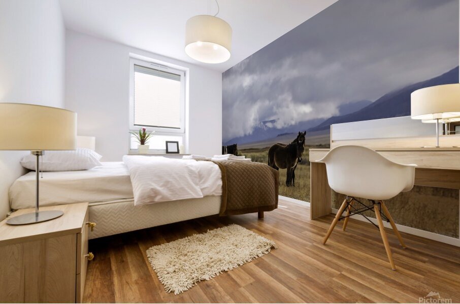 wild horses of mono county Mural print