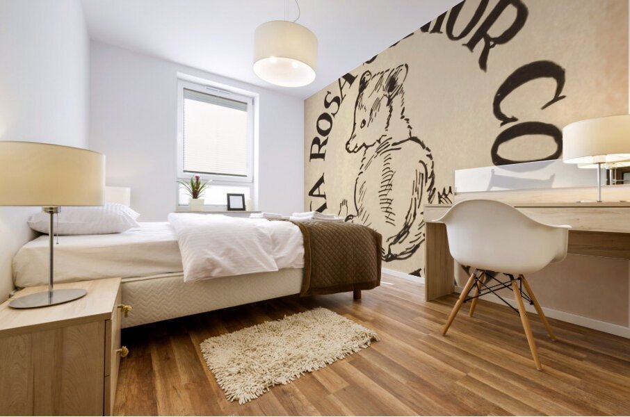 Vintage Santa Rosa Junior College Bear Cub Art Mural print