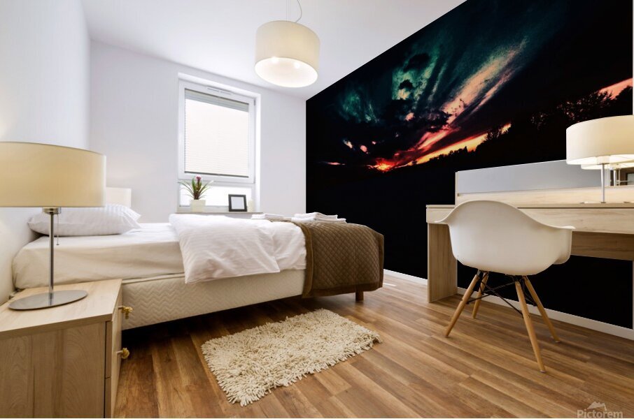 Burning Night Sky Mural print