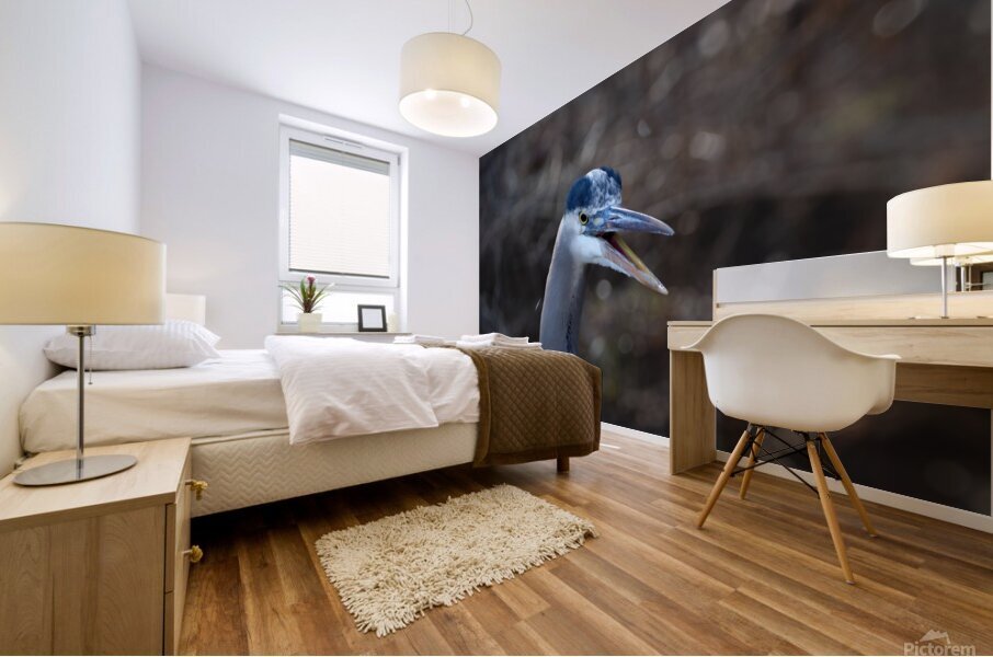 Angry Great Blue Heron Mural print