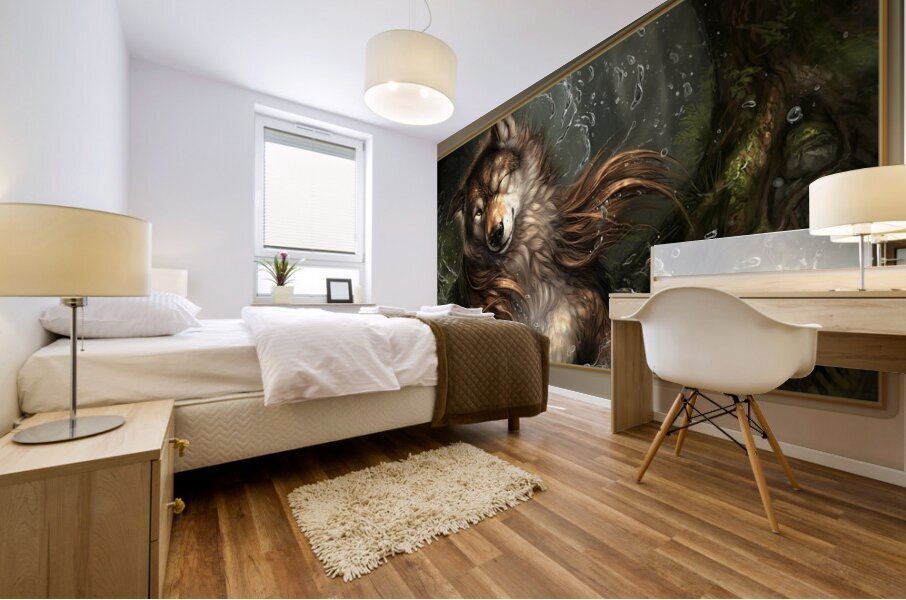 Wet Wolf  Mural print