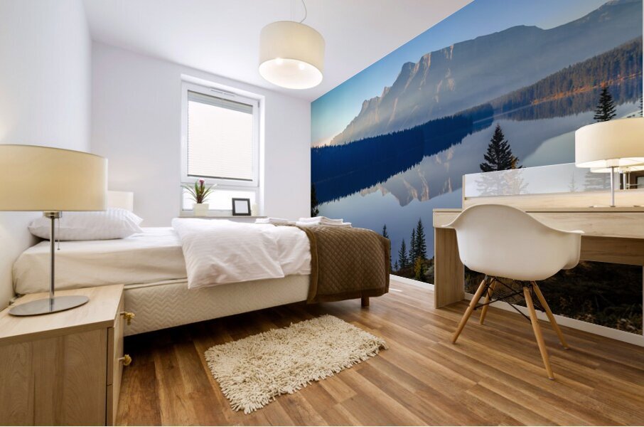 Tranquil Reflections: Two Jacks Lake in the Early Morning Mural print