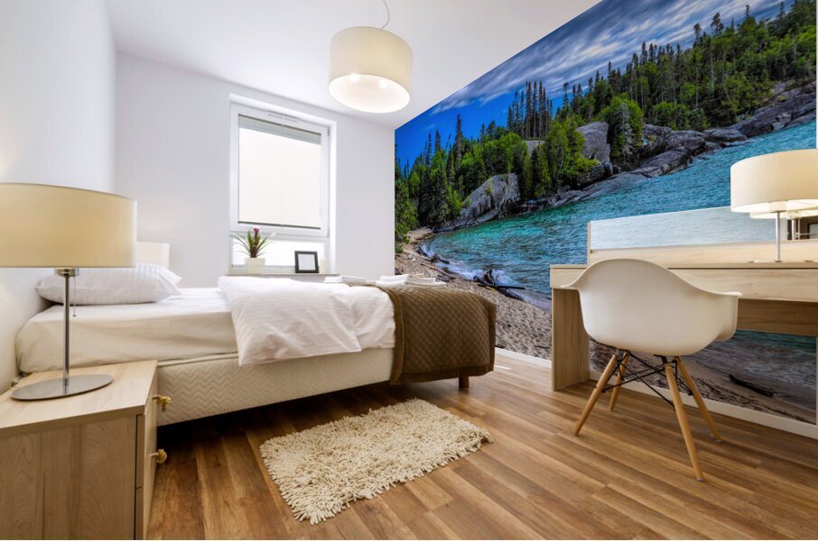 Radiant Shores: Sunlit Serenity at Pukaskwa National Park Mural print