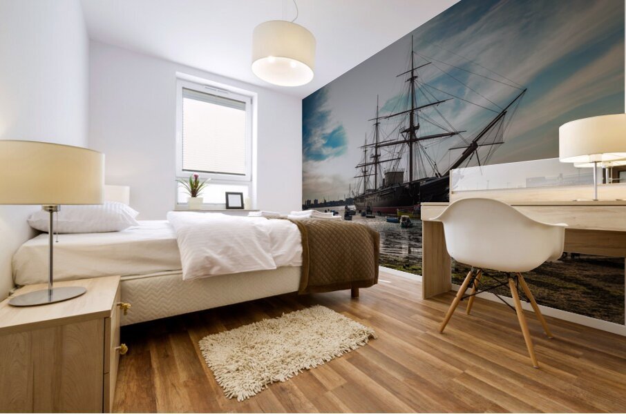 Nelsons Pride: HMS Victory in Portsmouths Sunlit Embrace Mural print