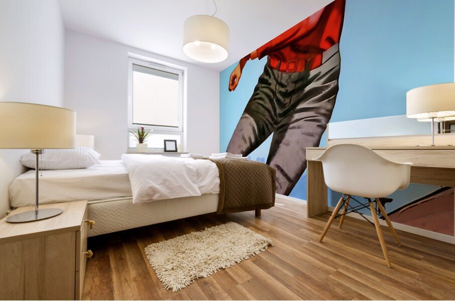 1950s football art remix Mural print