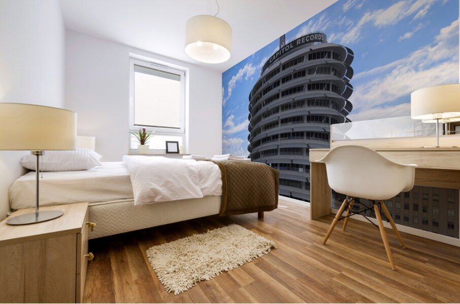 Timeless Radiance: The Capitol Records Building in Midday Majesty Mural print