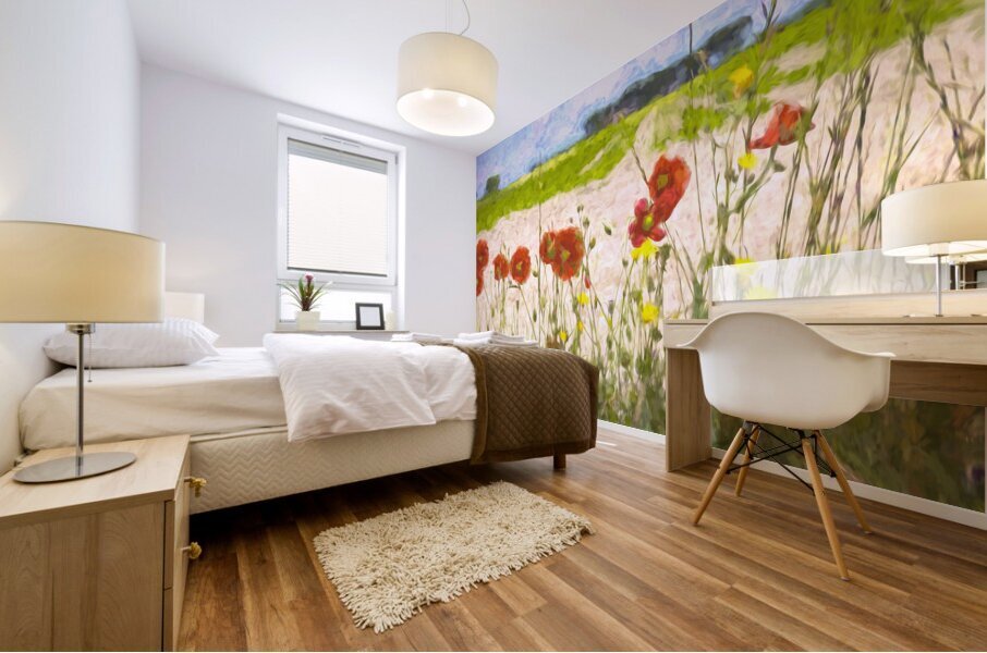 Artistic French Roadside Poppies Mural print