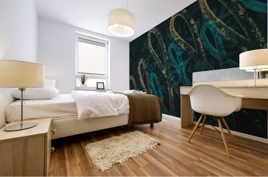 Linen and Loops Orange and Cyan Mural print