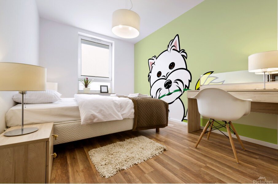 Cute Westy Dog Art Mural print