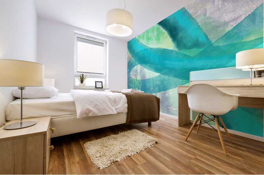 Cyan Loops Abstracy II Mural print