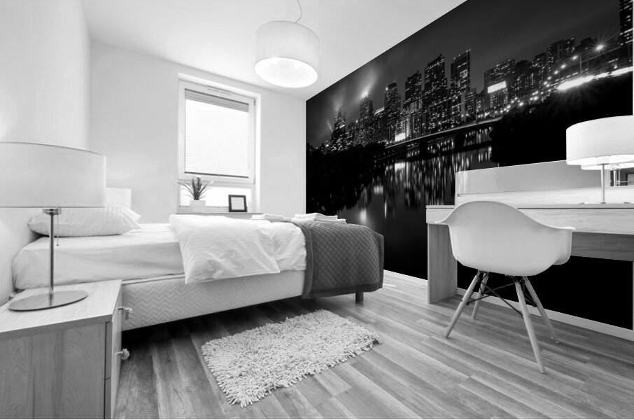 philly city skyline at night foggy  horizontal 22 Mural print