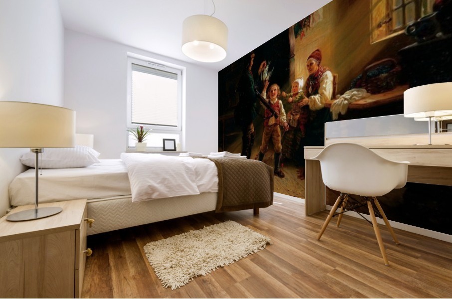 Returning home from the hunt Mural print