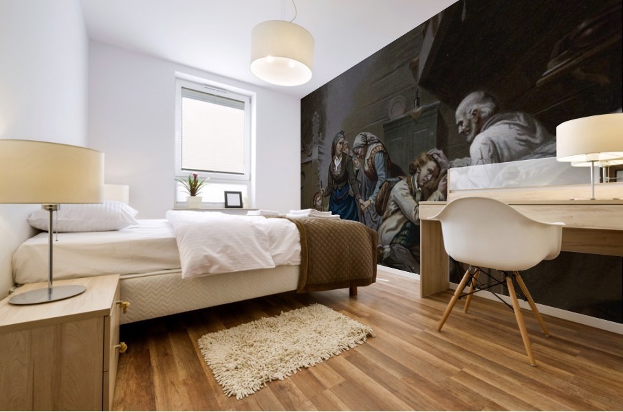 An old father blessing his family Mural print