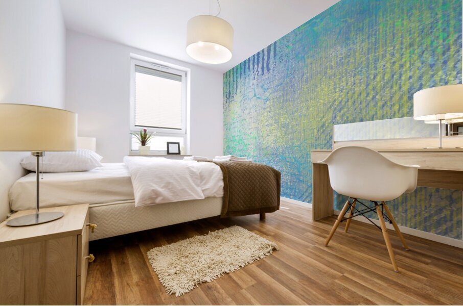 Blue Pastel Abstract With Writing  Mural print