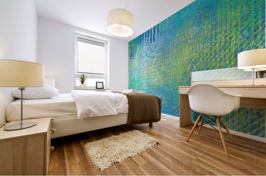 Dark Blue Pastel Abstract With Writing Mural print