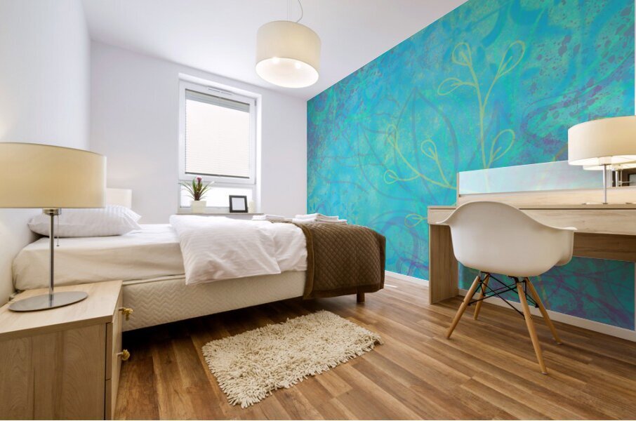 Bright Botanical Abstract in Pastels Mural print