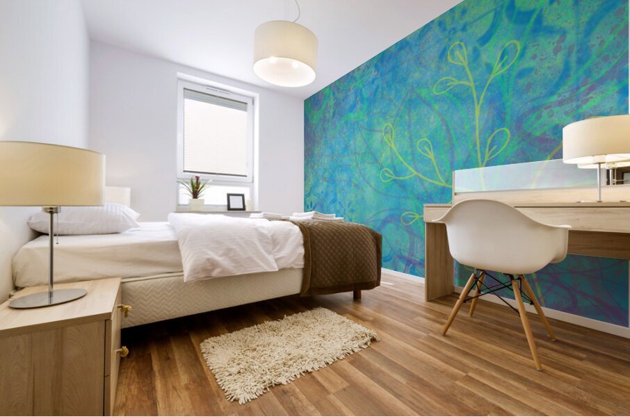 Botanical Abstract in Pastels Mural print