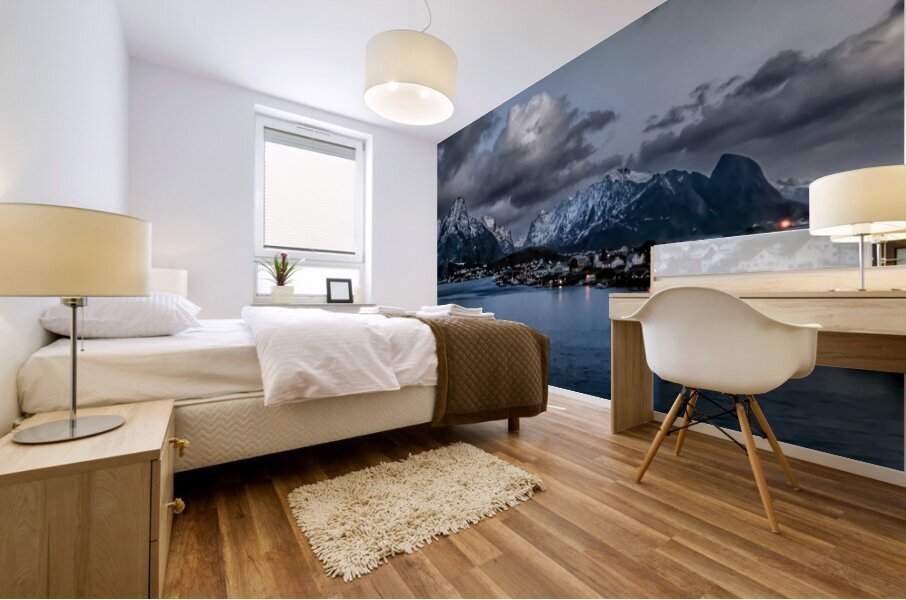 Reine Village Winter Landscape Mural print