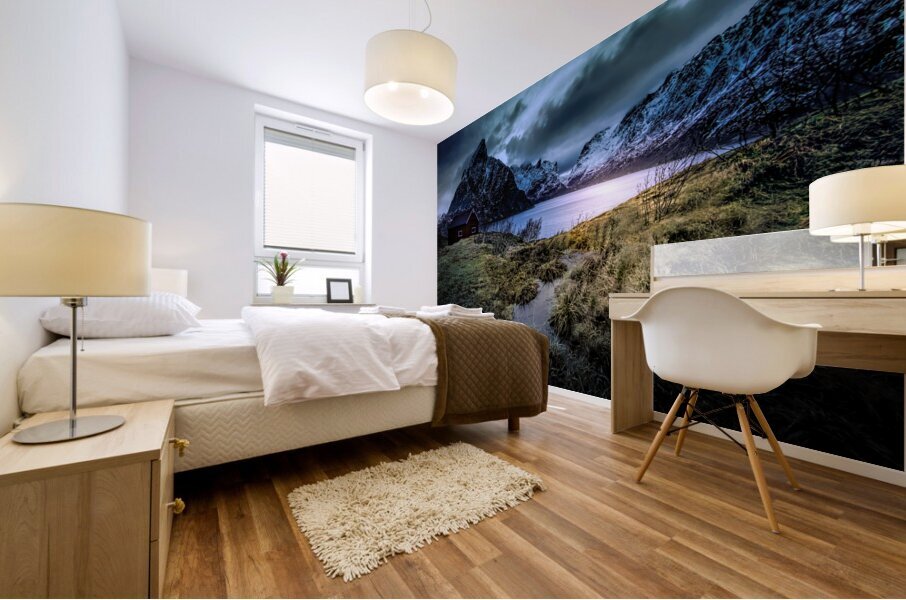 Sakrisoya Mountain Fjord Mural print