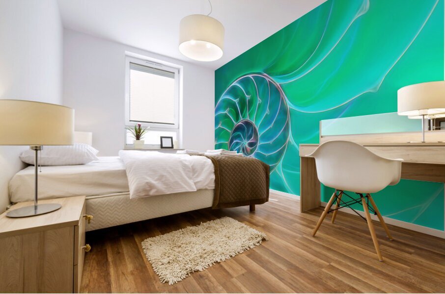 Nautilus Aqua Spiral Mural print