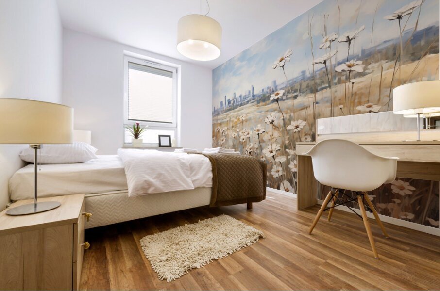 Daisies in the Urban Landscape Mural print