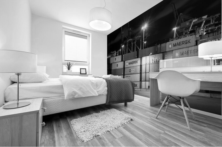 maersk shipping containers at night  horizontal 2 Mural print