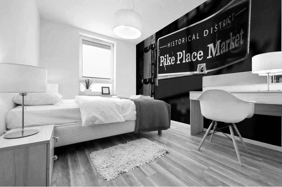 pike place market historical district sign  horiz Mural print