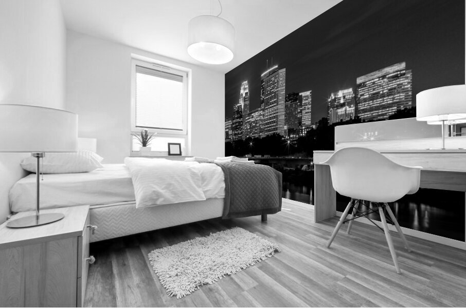 minneapolis skyline at night  panoramic 1681 Anth Mural print