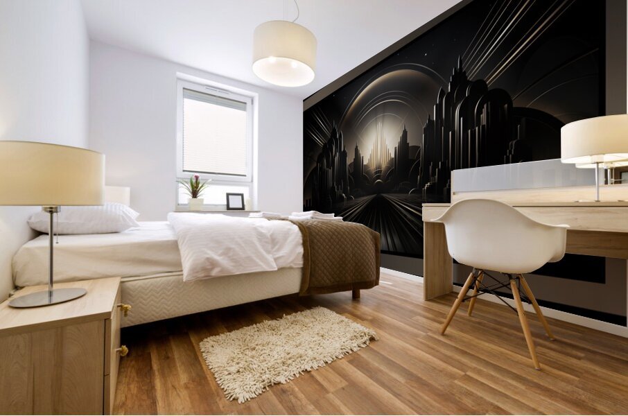 Deco City Night Scape   Mural print