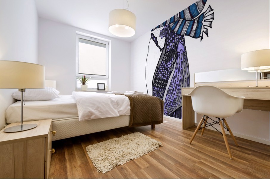Purple Penguin Mural print
