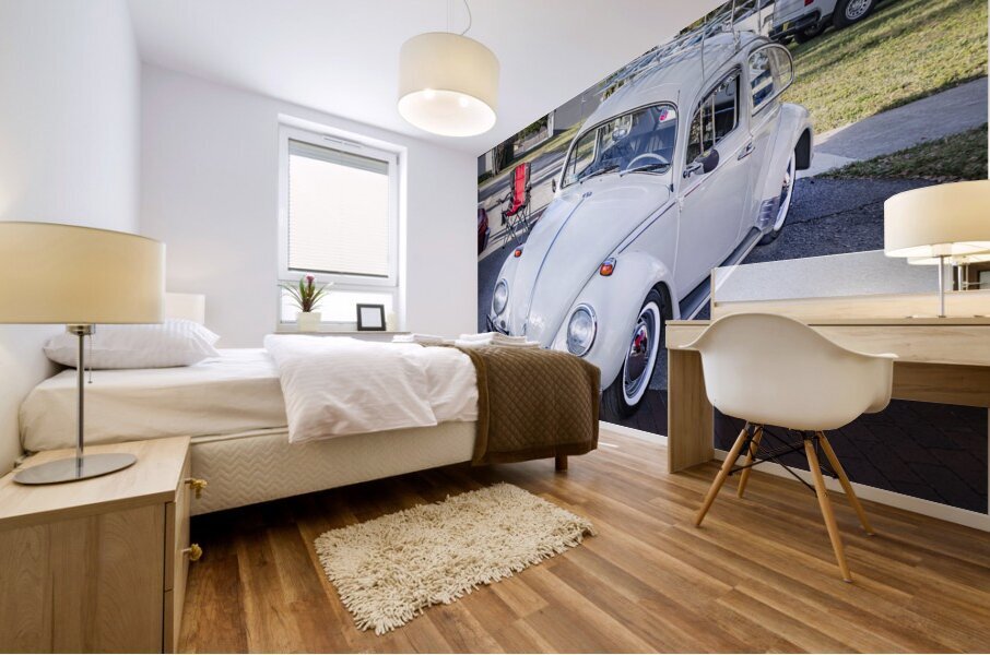 1971 Tan Volkswagen Beetle X 3 Mural print