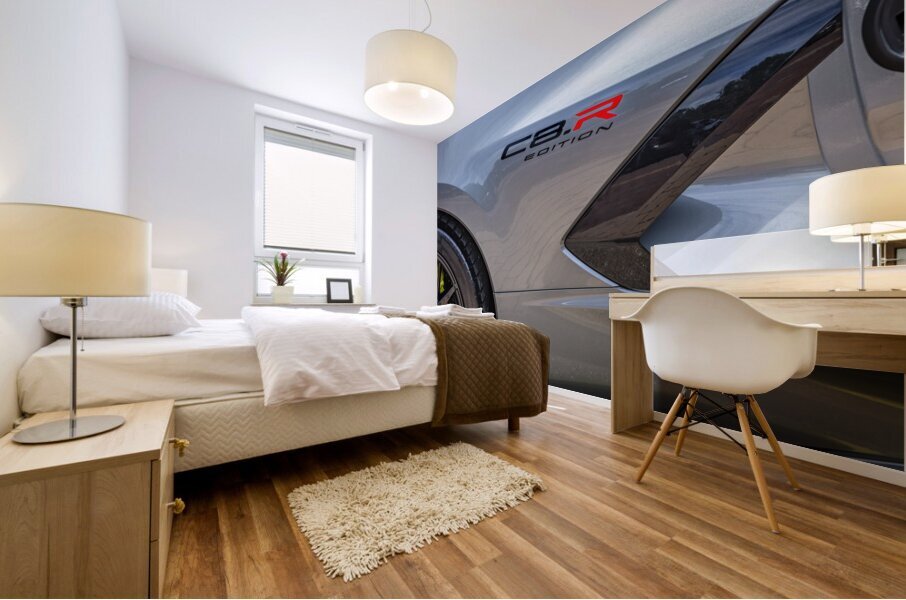2023 Silver R Corvette Stingray C8 X 2 Mural print