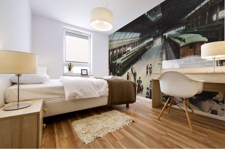 oakland long wharf interior 1910 art Mural print