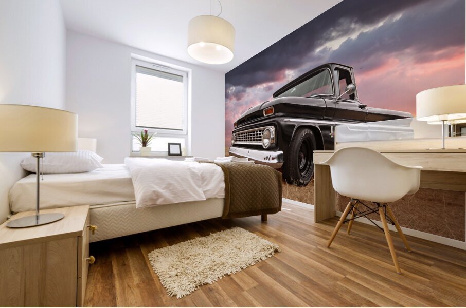 Early Sixties Chevy C10 at Sunset Mural print