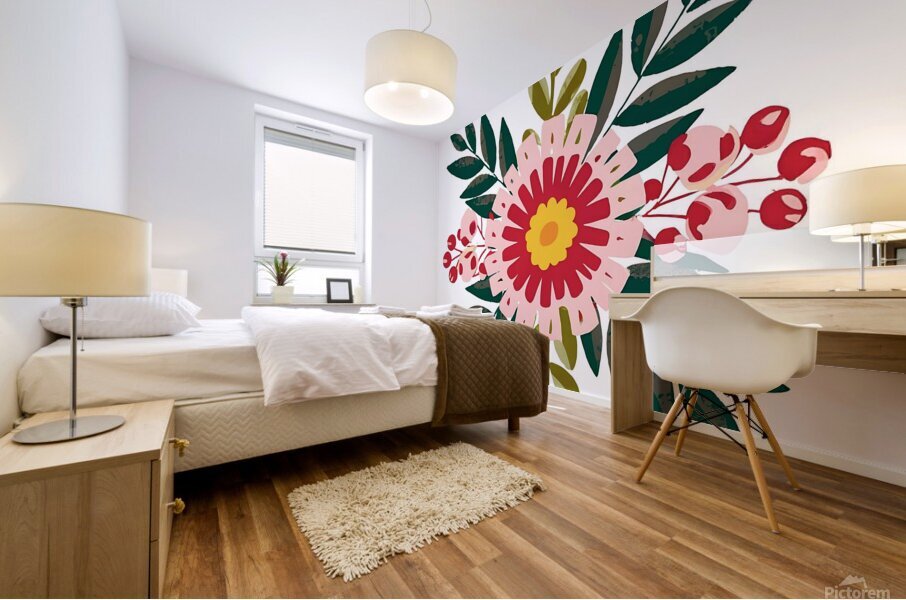 4 Floral clip art Mural print