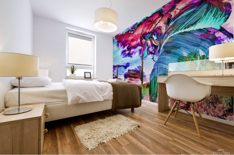 Arte 075  surreal abstract man looking over desert Mural print