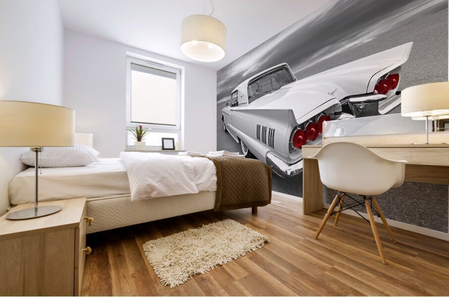 1960 Ford Thunderbird Rear BW Mural print