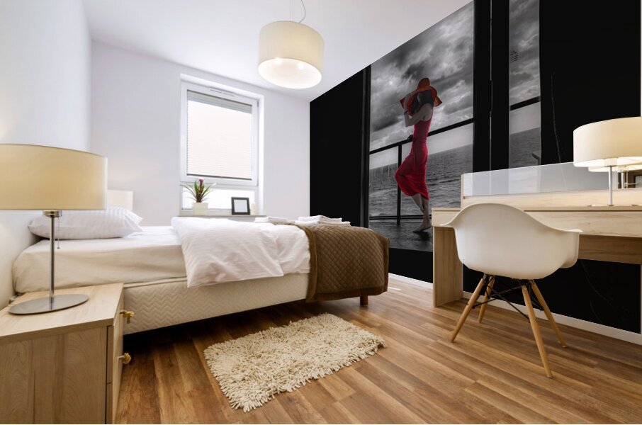 Rain on my red dress Mural print