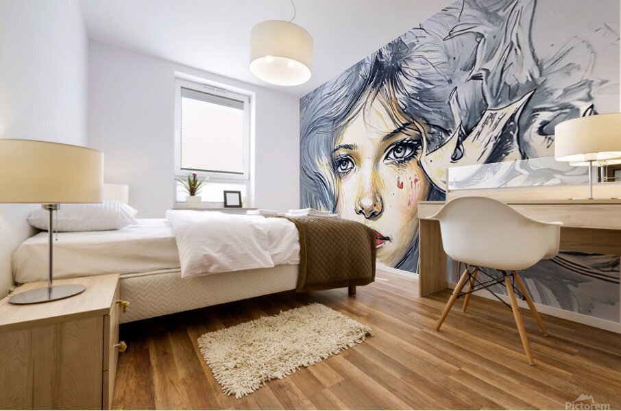 ArtXcl 027 sad face with a tear  Mural print