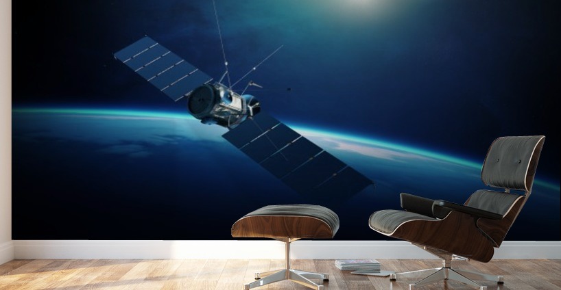 communications satellite orbiting earth johan swanepoel canvas