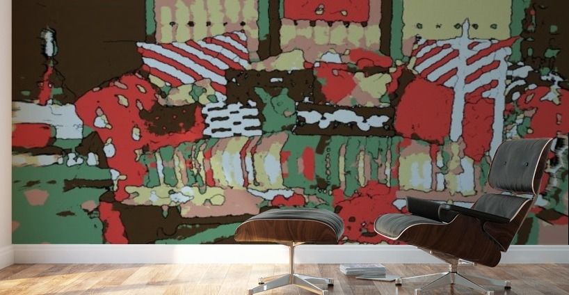 The Striped Sofa Red Verdigris Jayne Somogy Canvas The Striped Sofa Red Verdigris Wall Murals