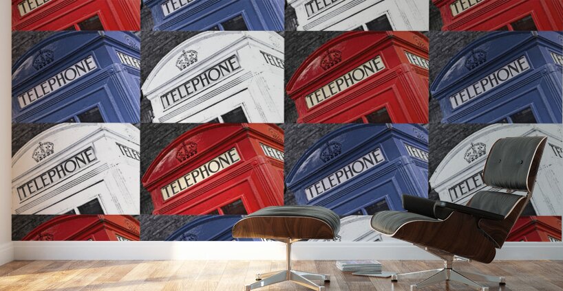 Multi-Coloured Telephone Boxes Wall Murals