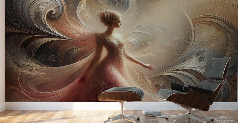 Regal Solitude in Golden Hues 2 Wall Murals