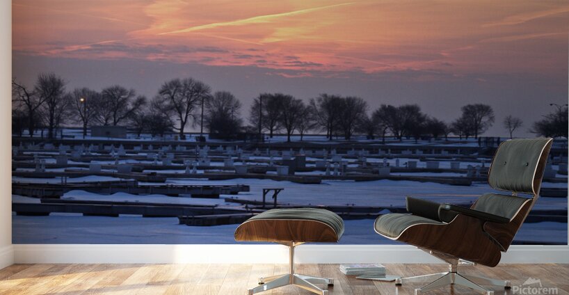 Winter Montrose Harbor Chicago IL Wall Murals