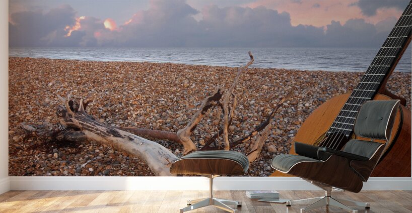 Guitar Serenade on the Beach Square Wall Murals