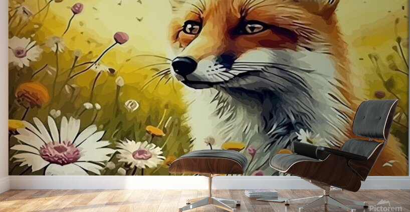 Flower Fox Paint by Numbers Kit for Adults Flowers Wall Murals
